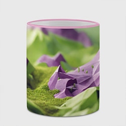 Кружка 3D Геометрический пейзаж фиолетовый и зеленый, цвет: 3D-розовый кант — фото 2