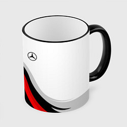 Кружка 3D Mercedes benz AMG - белый с красным, цвет: 3D-черный кант