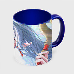 Кружка 3D Sousou no Frieren Фрирен beautiful smile, цвет: 3D-белый + синий