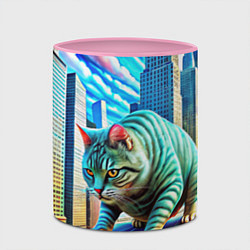 Кружка 3D Котзила пародия гигантский монстр, цвет: 3D-белый + розовый — фото 2
