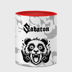Кружка 3D Sabaton рок панда на светлом фоне, цвет: 3D-белый + красный — фото 2