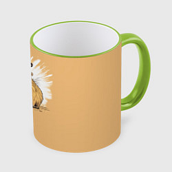 Кружка 3D Капибара в шоке, цвет: 3D-светло-зеленый кант