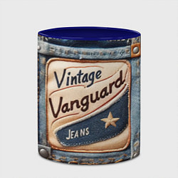 Кружка 3D Vintage vanguard jeans - patchwork, цвет: 3D-белый + синий — фото 2