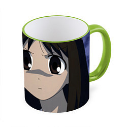 Кружка 3D Azumanga Daioh Аюму Касуга, цвет: 3D-светло-зеленый кант