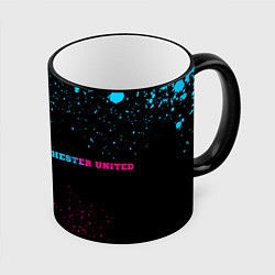 Кружка 3D Manchester United - neon gradient по-горизонтали, цвет: 3D-черный кант