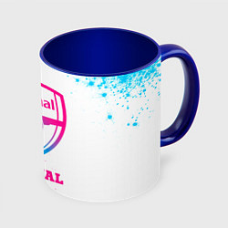 Кружка 3D Arsenal neon gradient style, цвет: 3D-белый + синий