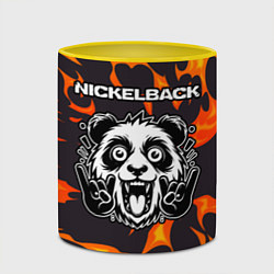 Кружка 3D Nickelback рок панда и огонь, цвет: 3D-белый + желтый — фото 2