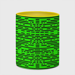 Кружка 3D Чёрные полосы на зелёном фоне, цвет: 3D-белый + желтый — фото 2