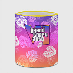 Кружка 3D Grand Theft Auto VI - пальмы, цвет: 3D-желтый кант — фото 2