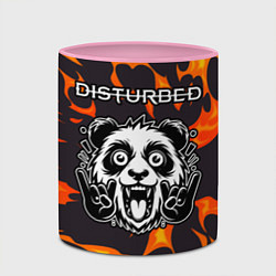 Кружка 3D Disturbed рок панда и огонь, цвет: 3D-белый + розовый — фото 2