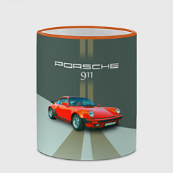 Кружка 3D Porsche спортивный немецкий автомобиль, цвет: 3D-оранжевый кант — фото 2