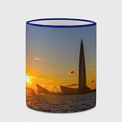 Кружка 3D Здание Лахта-центра на фоне заката Санкт-Петербург, цвет: 3D-синий кант — фото 2