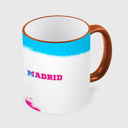 Кружка 3D Real Madrid neon gradient style по-горизонтали, цвет: 3D-оранжевый кант