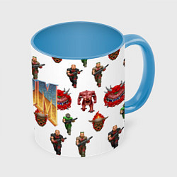 Кружка 3D Doom 1993 паттерн, цвет: 3D-белый + небесно-голубой