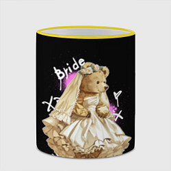 Кружка 3D Невеста - медведь, цвет: 3D-желтый кант — фото 2