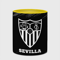 Кружка 3D Sevilla sport на темном фоне, цвет: 3D-белый + желтый — фото 2