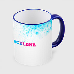 Кружка 3D Barcelona neon gradient style по-горизонтали, цвет: 3D-синий кант