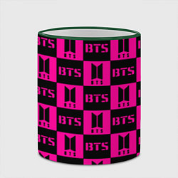 Кружка 3D BTS pattern pink logo, цвет: 3D-зеленый кант — фото 2