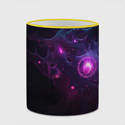 Кружка 3D Космическая объемная абстракция с фиолетовым свече, цвет: 3D-желтый кант — фото 2