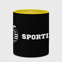 Кружка 3D Sporting sport на темном фоне по-горизонтали, цвет: 3D-белый + желтый — фото 2