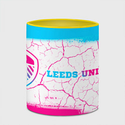 Кружка 3D Leeds United neon gradient style по-горизонтали, цвет: 3D-белый + желтый — фото 2