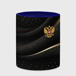 Кружка 3D Золотой герб России на черно-золотой текстуре, цвет: 3D-белый + синий — фото 2