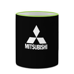 Кружка 3D Mitsubishi logo white, цвет: 3D-светло-зеленый кант — фото 2