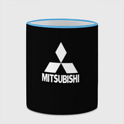 Кружка 3D Mitsubishi logo white, цвет: 3D-небесно-голубой кант — фото 2