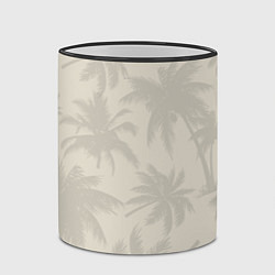 Кружка 3D Бежевые пальмы паттерн, цвет: 3D-черный кант — фото 2