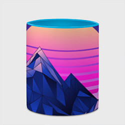 Кружка 3D Vaporwave неоновые горы, цвет: 3D-белый + небесно-голубой — фото 2