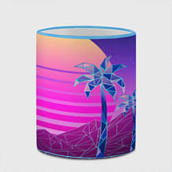 Кружка 3D Vaporwave неоновые горы и пальмы, цвет: 3D-небесно-голубой кант — фото 2