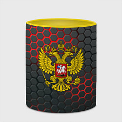 Кружка 3D Герб РФ соты броня, цвет: 3D-белый + желтый — фото 2
