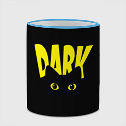 Кружка 3D Черный кот светящиеся глаза - dark, цвет: 3D-небесно-голубой кант — фото 2