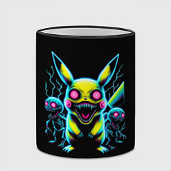 Кружка 3D Pikachu and skeletons - neon glow ai art, цвет: 3D-черный кант — фото 2