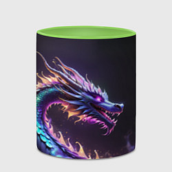 Кружка 3D Неоновый сиреневый дракон на черном фоне, цвет: 3D-белый + светло-зеленый — фото 2