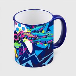 Кружка 3D Абстрактное граффити с приставкой, цвет: 3D-синий кант