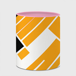 Кружка 3D Жёлтые широкие линии на белом фоне, цвет: 3D-белый + розовый — фото 2