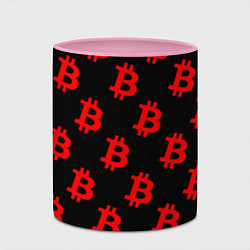 Кружка 3D Bitcoin red logo money, цвет: 3D-белый + розовый — фото 2