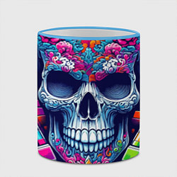 Кружка 3D Ai art skull - graffiti, цвет: 3D-небесно-голубой кант — фото 2