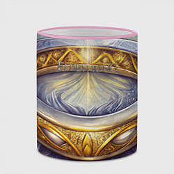 Кружка 3D Elden Ring лого и волшебное золотое кольцо, цвет: 3D-розовый кант — фото 2