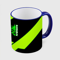 Кружка 3D Киберпанк кислотная геометрия, цвет: 3D-синий кант