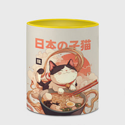 Кружка 3D Ramen and the cat, цвет: 3D-белый + желтый — фото 2