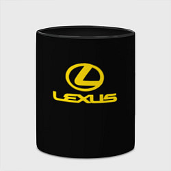 Кружка 3D Lexus yellow logo, цвет: 3D-белый + черный — фото 2