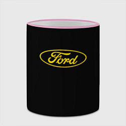 Кружка 3D Ford logo yellow, цвет: 3D-розовый кант — фото 2