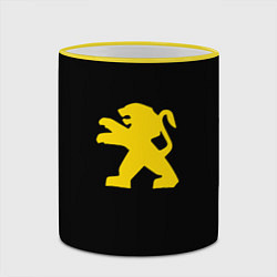 Кружка 3D Peugeot logo yellow, цвет: 3D-желтый кант — фото 2