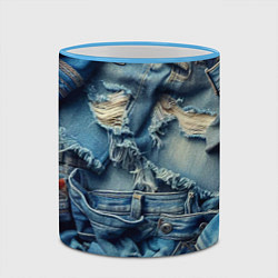 Кружка 3D Denim rags - fashion trend, цвет: 3D-небесно-голубой кант — фото 2