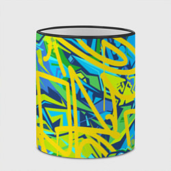 Кружка 3D Желто-зеленое граффити, цвет: 3D-черный кант — фото 2