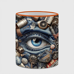 Кружка 3D Стимпанк композиция с глазом - нейросеть, цвет: 3D-оранжевый кант — фото 2