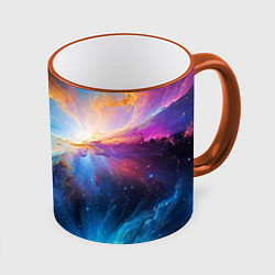 Кружка 3D Космический пейзаж - галактики, цвет: 3D-оранжевый кант