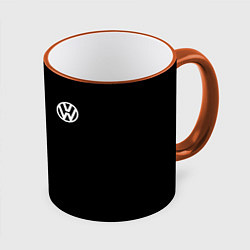 Кружка 3D Volkswagen logo white, цвет: 3D-оранжевый кант